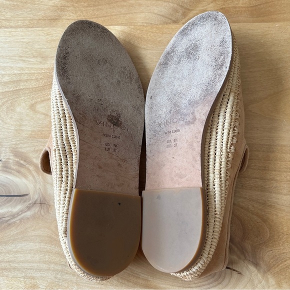 VINCE JALEN LOAFERS BEIGE 7M SUEDE UPPER ESPADRILLE RAFFIA BASE SLIP ON CASUAL - Picture 8 of 10